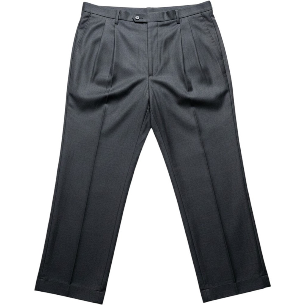 Savane Dress Pants Mens 40x29 Gray Pleated Classic Fit Microfiber Cuffed Slacks